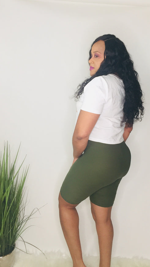 Sweet Treats | high waisted biker shorts (olive)
